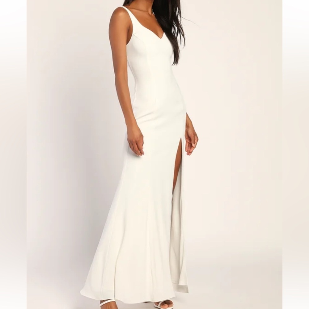 Lulus Eternal Adoration Sleeveless Backless Mermaid White Maxi Bridal Dress